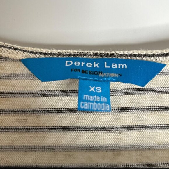 Derek Lam For Design Nation Rio Cap Sleeve Striped Dress Linen Black Cream XS - Picture 4 of 9